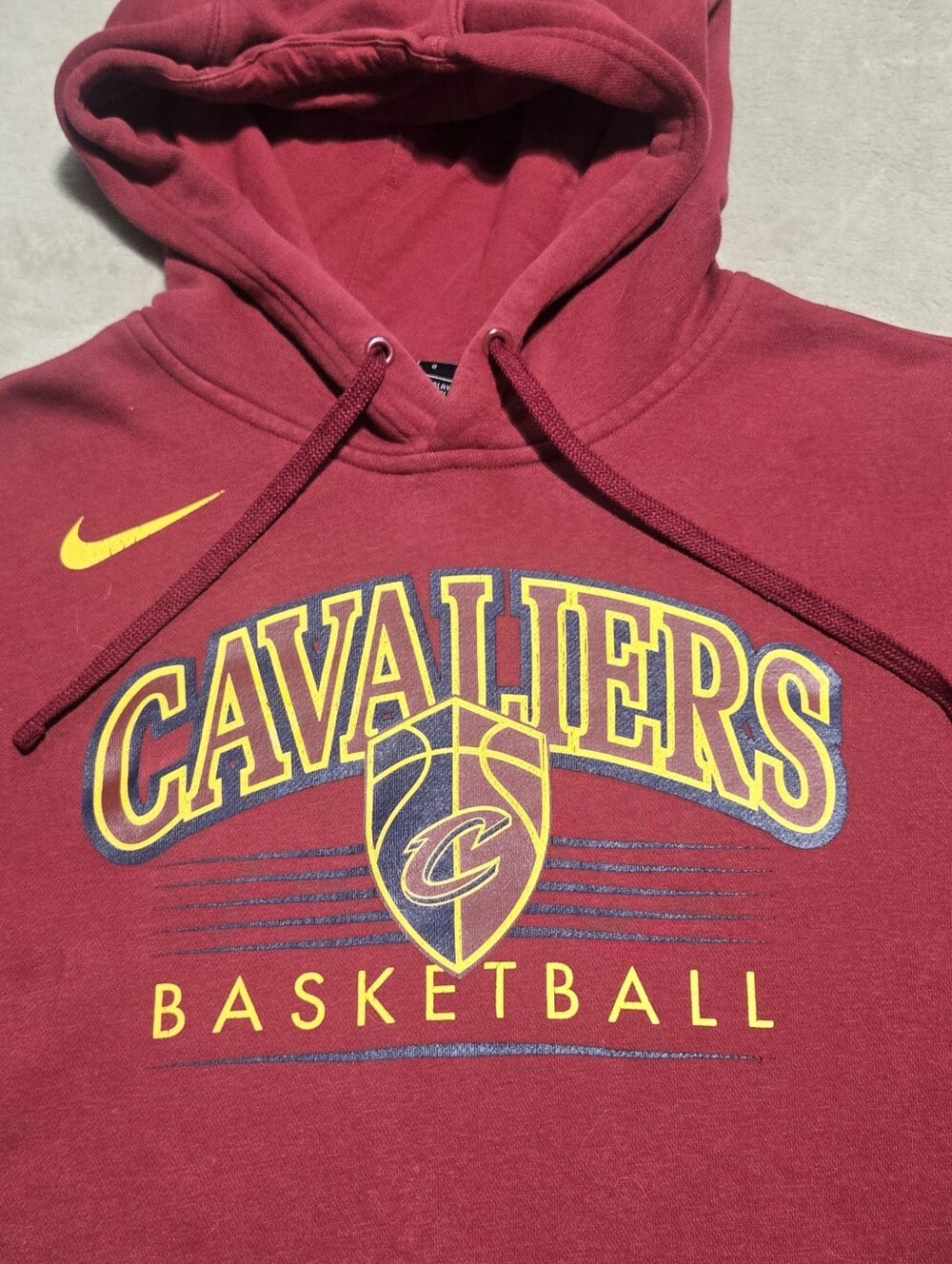 Nike Cleveland Cavaliers Maroon Hoodie Sweatshirt Swoosh Mens Size Large